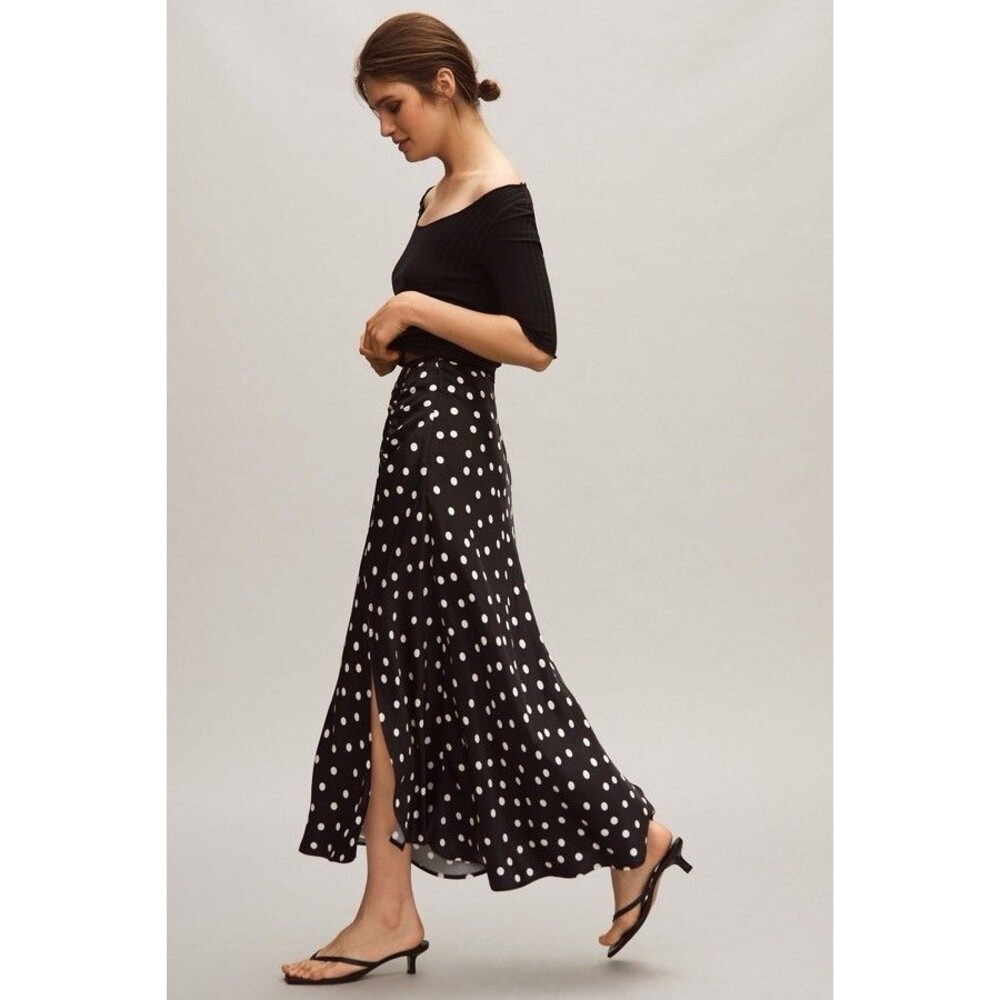 Maeve Black and White Polka Dot Maxi Skirt